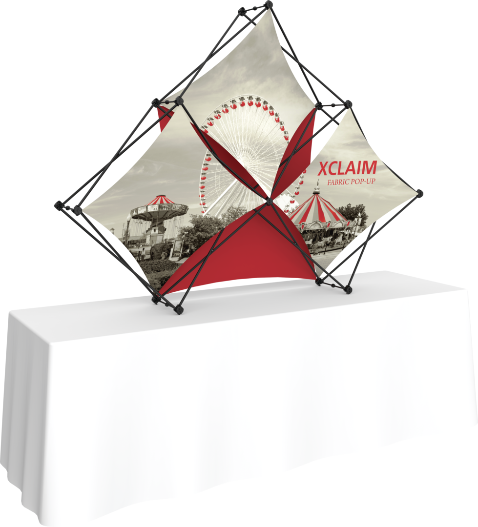 Mosaic 8 ft Tabletop 3 Quad Pyramid Fabric Popup Display Kit 02
